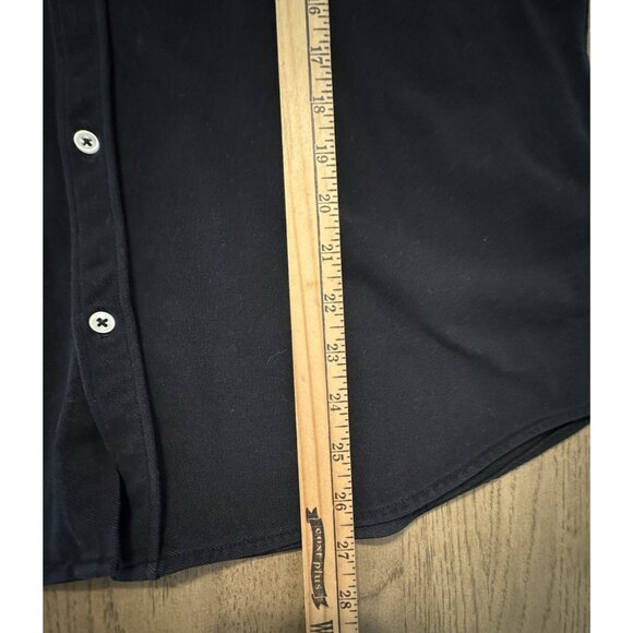 Zara Mens Black Cover Shirt Large Button Slim Fit Mandarin Collar Short Sleeve - Picture 4 of 8